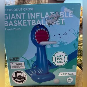Coconut Grove Giant Kids Shark Inflatable Basketball Hoop Set Blue (6' 6" Tall)
